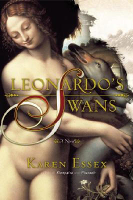 Cover of the book Leonardo's Swans by Karen Essex. The woman Leto is caressed by a swan, who is Zeus in animal form.